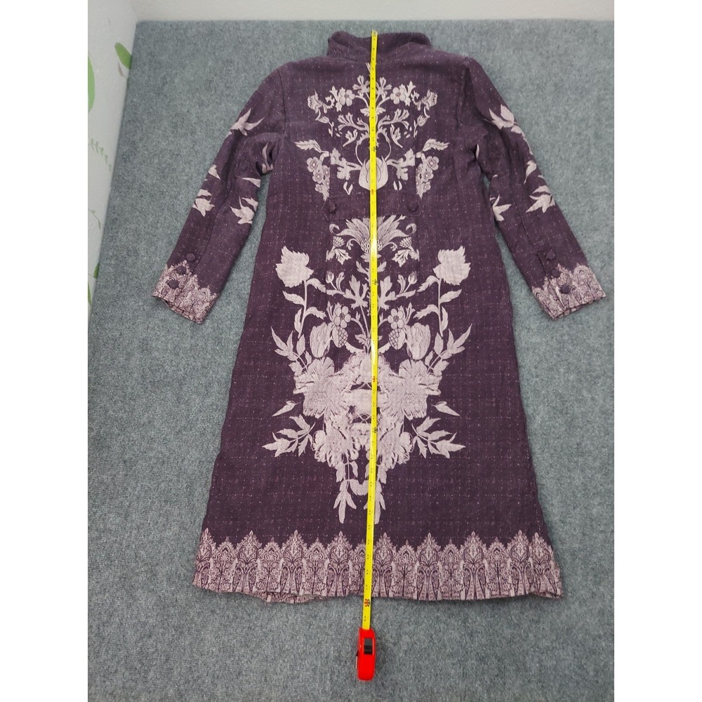 Soft Surroundings Maxi Cardigan Womens Medium Purple Floral Duster Blazer - Picture 7 of 14